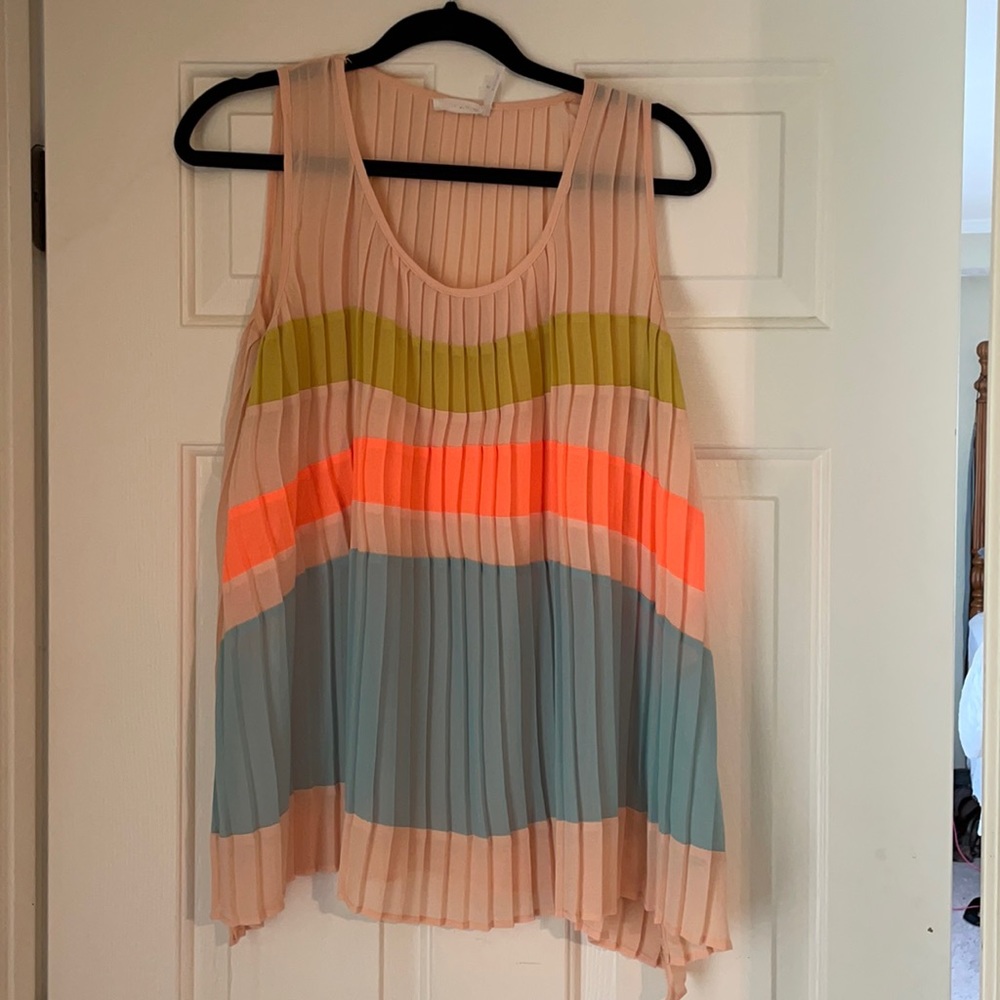blu pepper Sheer sleeveless top. Bright colors. Size Small.